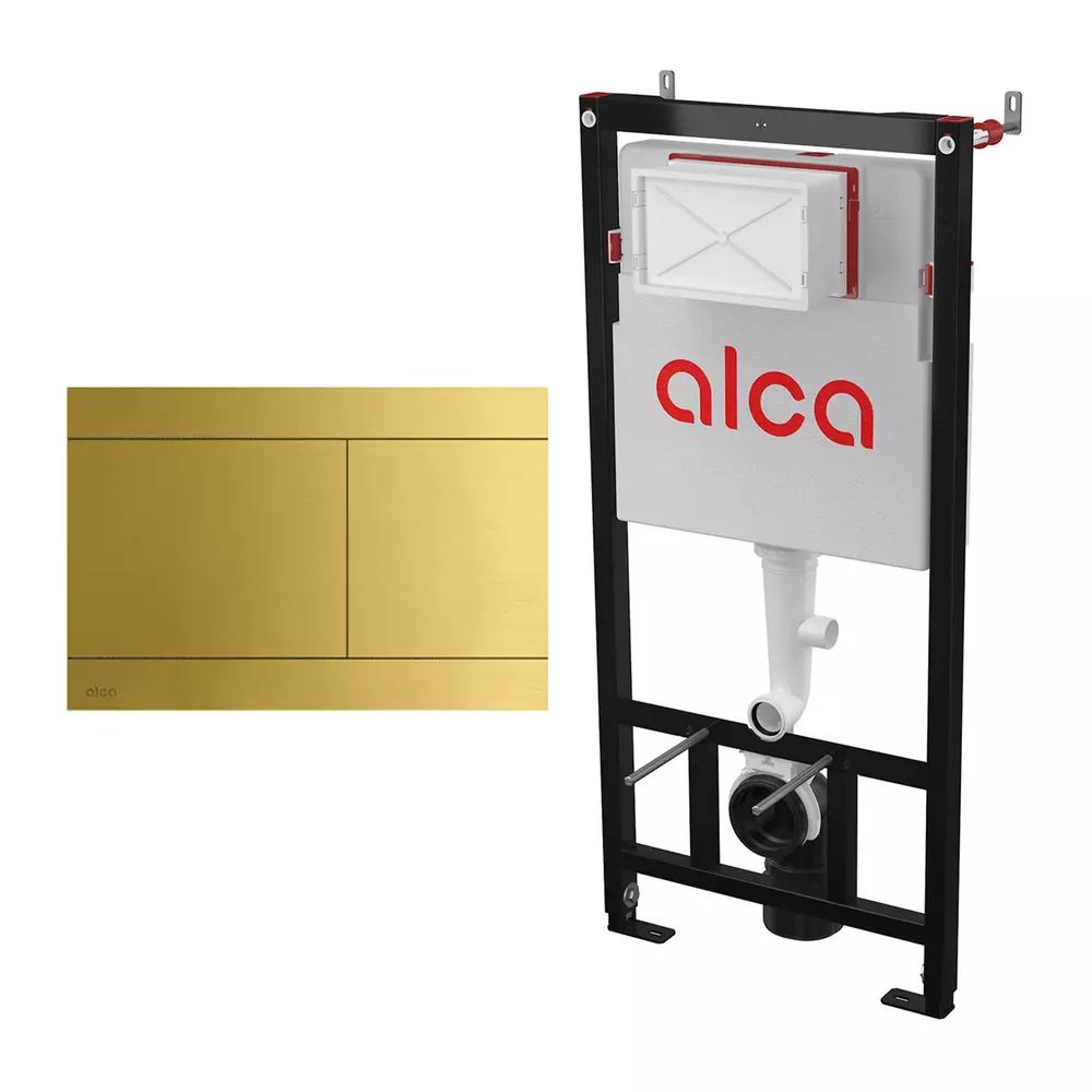 Set rezervor WC cu cadru incastrat Alca AM101/1120 si clapeta de actionare FUN-BRASS alama
