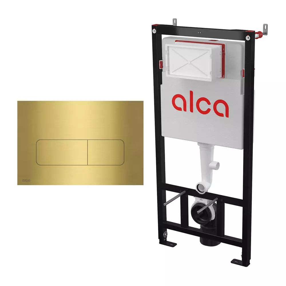 Set rezervor WC cu cadru incastrat Alca AM101/1120 si clapeta de actionare MOON-BRASS alama