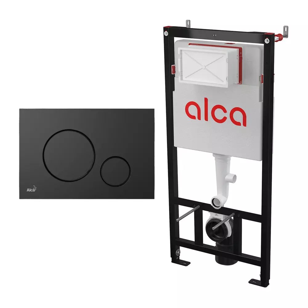 Set rezervor WC cu cadru incastrat Alca AM101/1120 si clapeta de actionare M678 negru mat