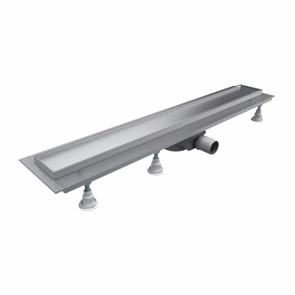 Set rigola pentru dus cu capac faiantabil Omnires Lowfix 80 cm argintiu