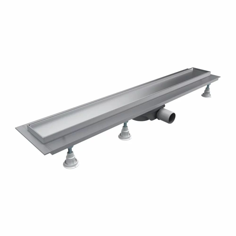Set rigola pentru dus cu capac faiantabil Omnires Lowfix 90 cm argintiu