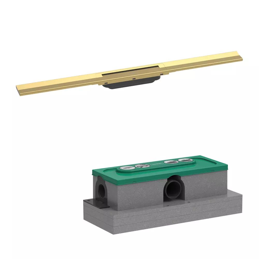 Set rigola pentru dus plus capac Hansgrohe RainDrain Flex ajustabil 80 cm auriu lucios