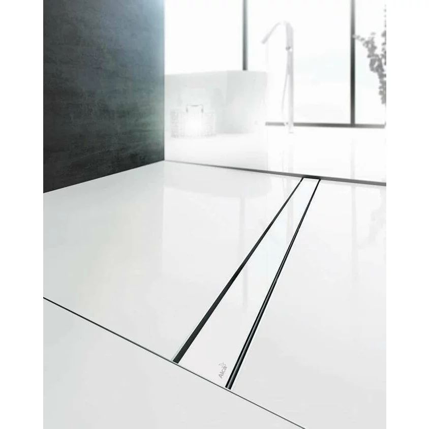Set rigola pentru dus plus capac sticla alba Alca Glass si APZ106 105 cm