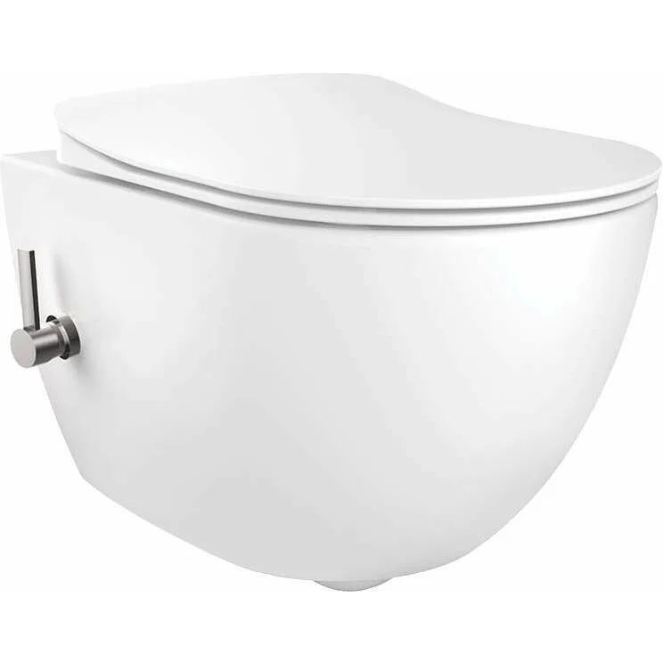 Set vas WC suspendat cu functie de bideu Deante Peonia Zero alb capac inchidere lenta