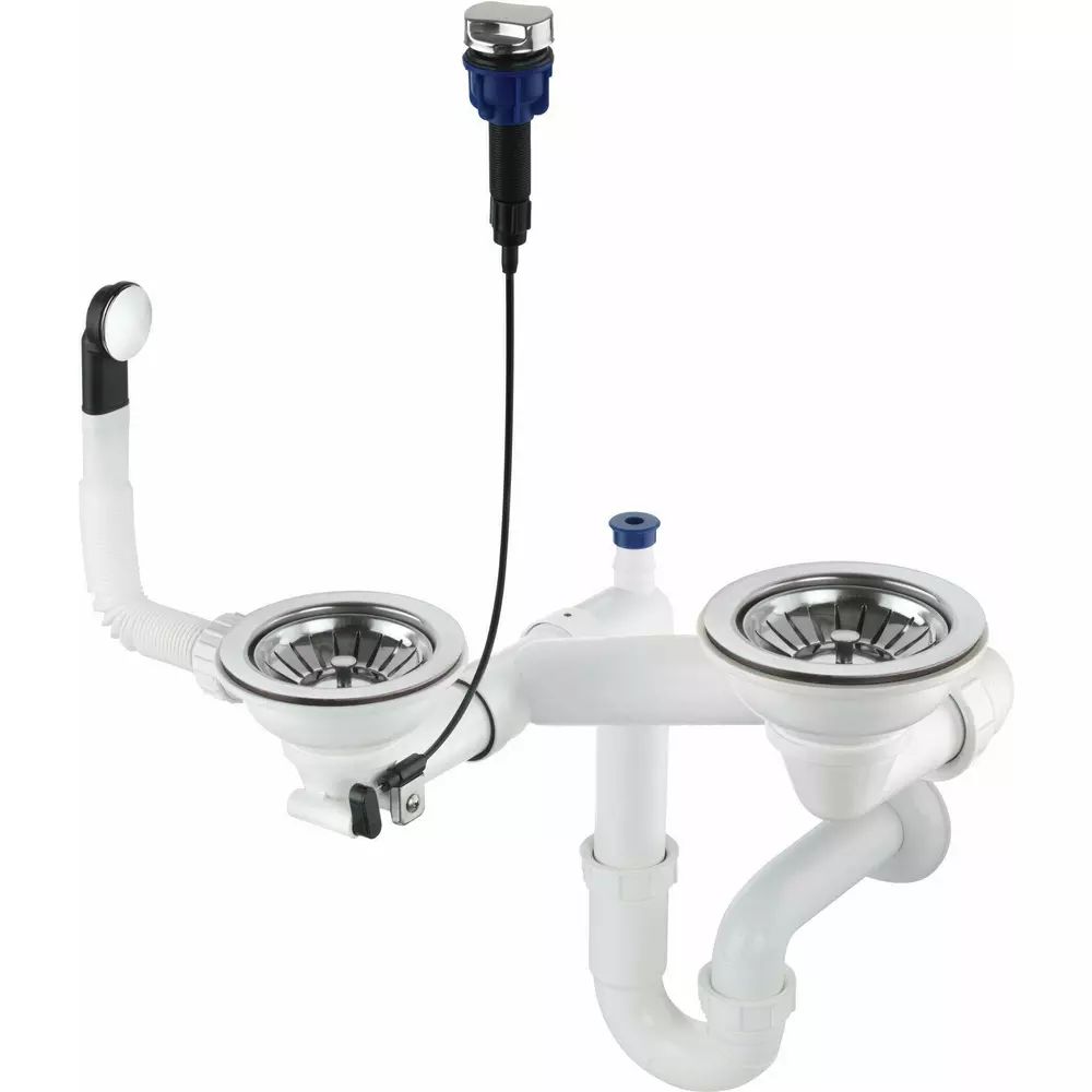 Sifon chiuveta Deante Space-Saver pentru 1,5/2 cuve inox/alb