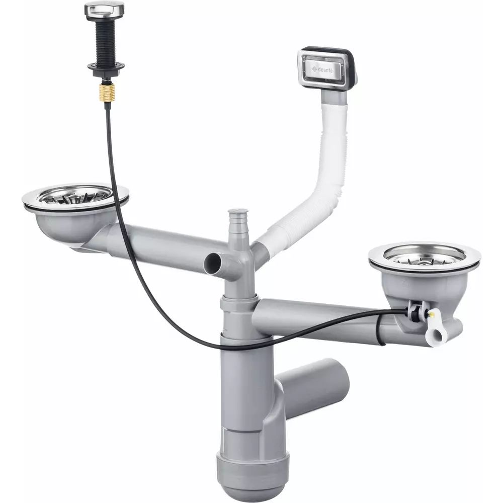 Sifon pentru chiuvete cu 1,5/2 cuve Deante inox