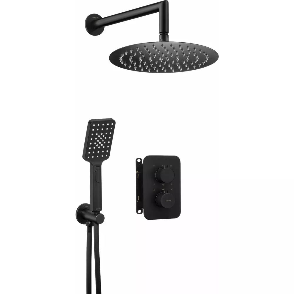 Sistem de dus cu termostat incastrat Deante Box negru mat