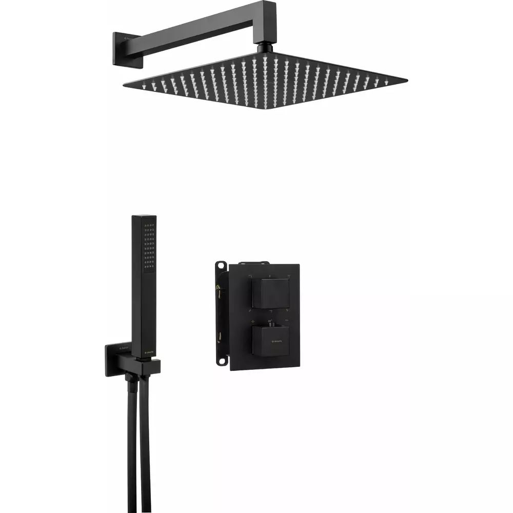 Sistem de dus incastrat Deante Box negru mat cu termostat