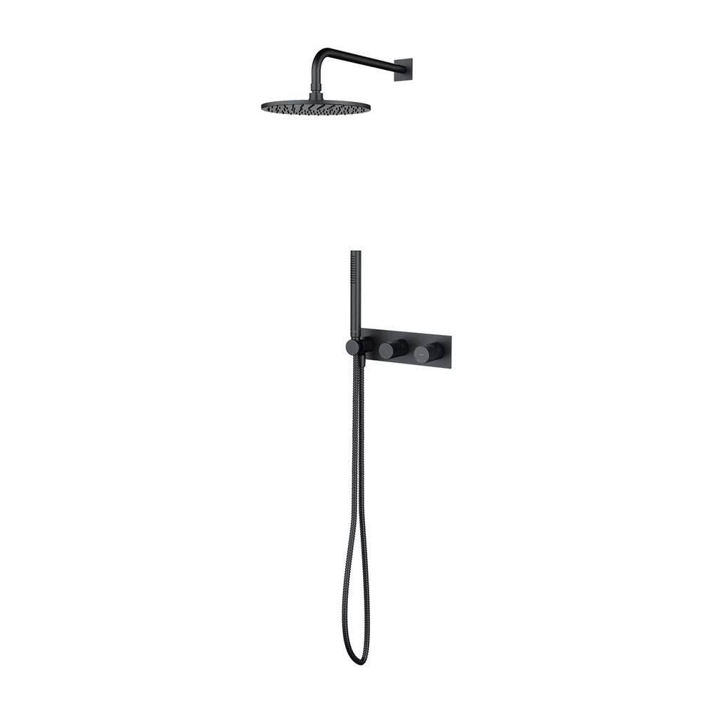 Sistem de dus incastrat cu baterie monocomanda Omnires Contour antracit periat si para cu 1 functie