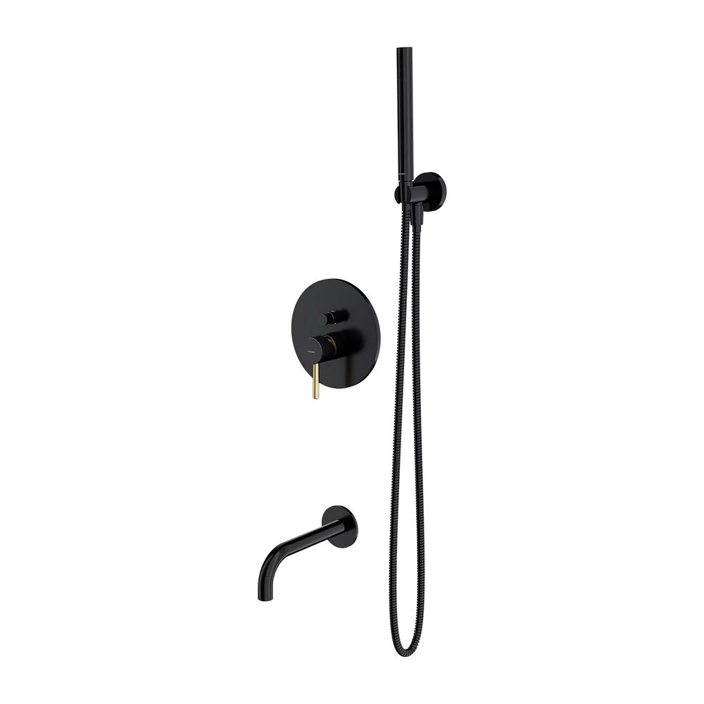 Baterie cada - dus incastrata Omnires Y cu corp ingropat si set de dus negru - auriu