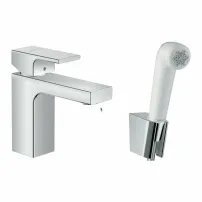 Baterie lavoar Hansgrohe Vernis Shape 100 crom lucios cu dus igienic