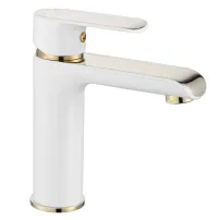 Baterie lavoar Rea Bloom monocomanda alb - auriu