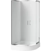 Cabina de dus semirotunda Deante Funkia cu usi culisante 80x80 cm finisaj crom cu sticla transparenta