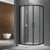 Cabina de dus semirotunda Fluminia Meda cu usi culisante 90x90 negru