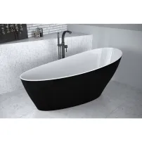 Cada freestanding Besco Keya alb-negru 165x75 cm
