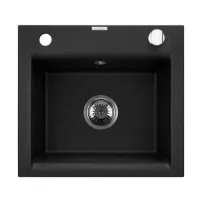 Chiuveta compozit Invena Tesalia negru - crom 48x44 cm