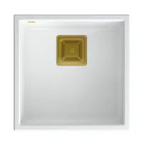 Chiuveta compozit sub blat Quadron Unique David 40 alb - auriu 42x42 cm