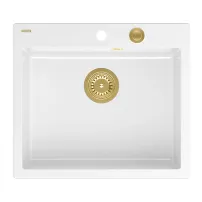 Chiuveta compozit incastrata Quadron Unique Morgan 110 alb - auriu 57x50 cm