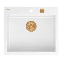 Chiuveta compozit incastrata Quadron Unique Morgan 110 alb - cupru 57x50 cm