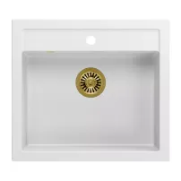 Chiuveta compozit incastrata Quadron Unique Bill 110 alb - auriu 60x54 cm