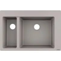 Chiuveta compozit Hansgrohe S51 SilicaTec gri beton 77x51 cm cu 2 cuve
