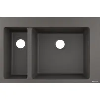 Chiuveta compozit Hansgrohe S51 SilicaTec gri piatra 77x51 cm 2 cuve