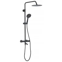 Coloana de dus cu baterie monocomanda Rea Lungo negru mat cu termostat