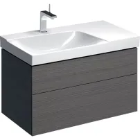 Dulap baza pentru lavoar cu blat suspendat sifon stanga Geberit Xeno2 gri 2 sertare 88 cm