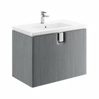 Dulap baza pentru lavoar suspendat cu sertar Kolo Twins 80 cm, gri argintiu
