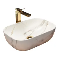Lavoar pe blat Rea Belinda Aiax marmura alb 46 cm