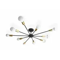 Lustra 10 brate negru/auriu Rea APP503-10C stil industrial