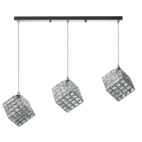 Pendul 3 brate argintiu metal/sticla G9 model cub modern Rea Galmour APP723-3CP