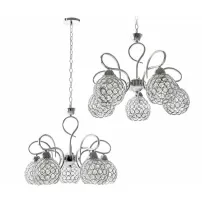 Pendul 5 brate crom abajur cristal forma rotunda Rea APP635-5C