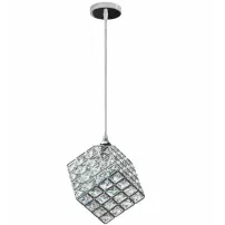 Pendul argintiu metal/sticla G9 cub modern Rea Glamour APP721-1CP