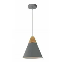 Pendul gri E27 metal/lemn model conic tip scandinav Rea APP056