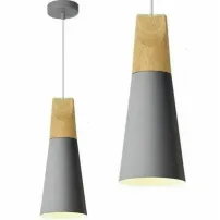 Pendul gri mat E27 metal/lemn model cilindric tip scandinav Rea SCANDI B