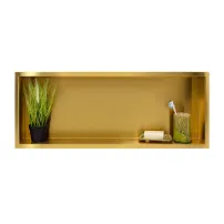 Raft incastrat dreptunghiular Balneo Wall-Box 90x30x10 cm auriu periat