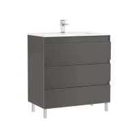 Set dulap baza pe pardoseala Gala Daily antracit 3 sertare cu lavoar 80 cm