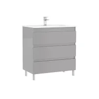 Set dulap baza pe pardoseala Gala Daily gri 3 sertare cu lavoar 80 cm
