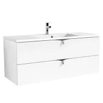 Set dulap baza suspendat alb Oristo Siena cu 2 sertare si lavoar din compozit Amelia 120 cm
