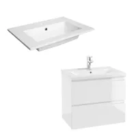 Set dulap baza suspendat Defra Como alb cu lavoar compozit Flex 60