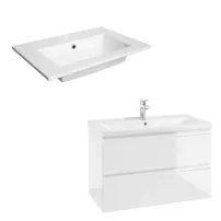 Set dulap baza suspendat Defra Como alb cu lavoar compozit Flex 80