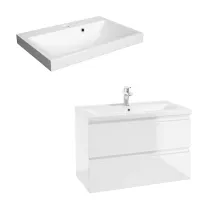 Set dulap baza suspendat Defra Como alb cu lavoar compozit Olex 80