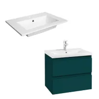 Set dulap baza suspendat Defra Como verde cu lavoar compozit Flex 60