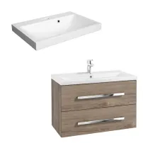 Set dulap baza suspendat Defra Granada nuc rockford cu lavoar compozit Olex 80