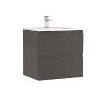 Set dulap baza suspendat Gala Daily antracit 2 sertare cu lavoar 60 cm