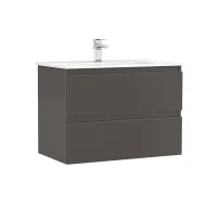 Set dulap baza suspendat Gala Daily antracit 2 sertare cu lavoar 80 cm