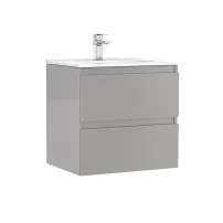 Set dulap baza suspendat Gala Daily gri 2 sertare cu lavoar 60 cm