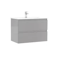 Set dulap baza suspendat Gala Daily gri 2 sertare cu lavoar 80 cm