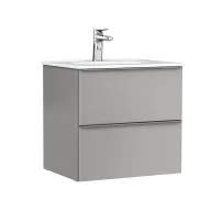 Set dulap baza suspendat Gala Shona gri 2 sertare cu lavoar Klea 60 cm